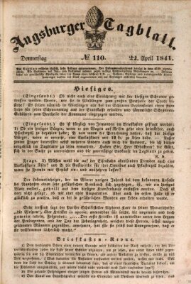 Augsburger Tagblatt Donnerstag 22. April 1841