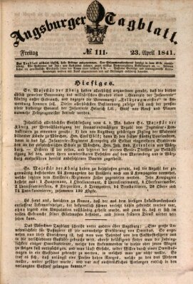 Augsburger Tagblatt Freitag 23. April 1841