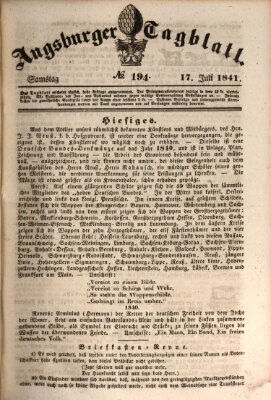 Augsburger Tagblatt Samstag 17. Juli 1841