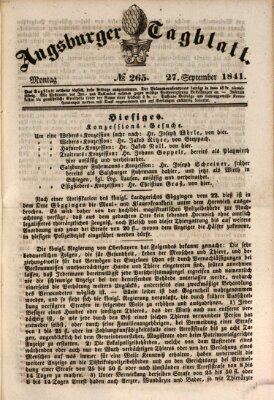 Augsburger Tagblatt Montag 27. September 1841