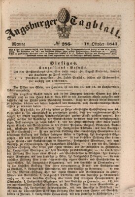 Augsburger Tagblatt Montag 18. Oktober 1841