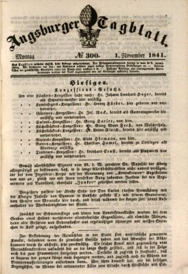 Augsburger Tagblatt Montag 1. November 1841