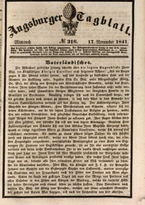 Augsburger Tagblatt Mittwoch 17. November 1841