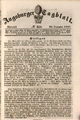 Augsburger Tagblatt Mittwoch 22. Dezember 1841