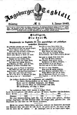 Augsburger Tagblatt Saturday 1. January 1842