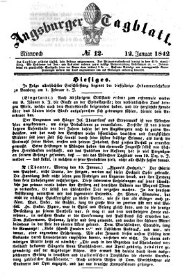 Augsburger Tagblatt Mittwoch 12. Januar 1842