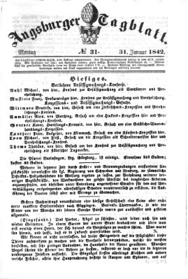 Augsburger Tagblatt Montag 31. Januar 1842