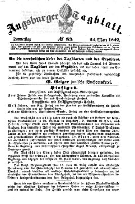 Augsburger Tagblatt Donnerstag 24. März 1842