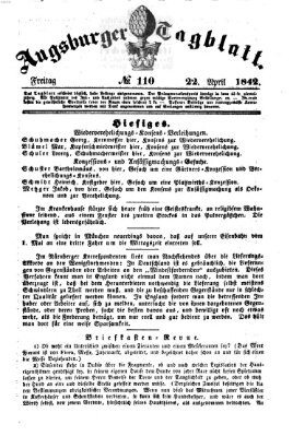 Augsburger Tagblatt Freitag 22. April 1842