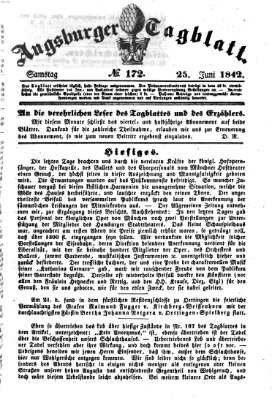 Augsburger Tagblatt Samstag 25. Juni 1842