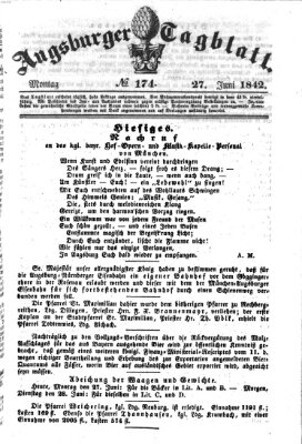 Augsburger Tagblatt Montag 27. Juni 1842