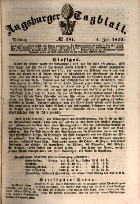 Augsburger Tagblatt Montag 4. Juli 1842