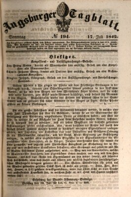 Augsburger Tagblatt Sonntag 17. Juli 1842