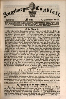 Augsburger Tagblatt Samstag 3. September 1842