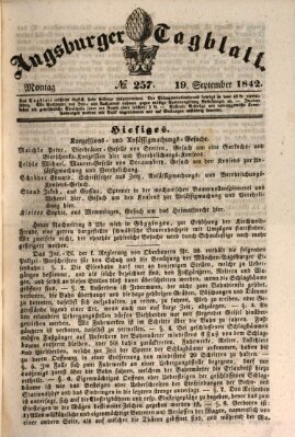 Augsburger Tagblatt Montag 19. September 1842