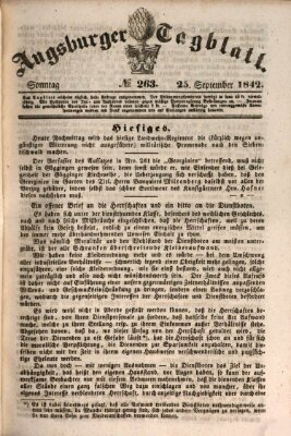 Augsburger Tagblatt Sonntag 25. September 1842