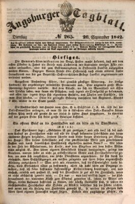 Augsburger Tagblatt Montag 26. September 1842