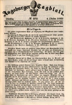 Augsburger Tagblatt Dienstag 4. Oktober 1842