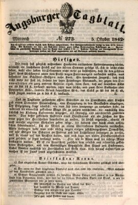 Augsburger Tagblatt Mittwoch 5. Oktober 1842