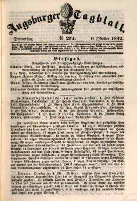 Augsburger Tagblatt Donnerstag 6. Oktober 1842