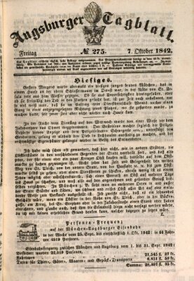 Augsburger Tagblatt Freitag 7. Oktober 1842