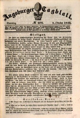 Augsburger Tagblatt Samstag 8. Oktober 1842