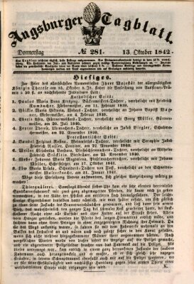 Augsburger Tagblatt Donnerstag 13. Oktober 1842