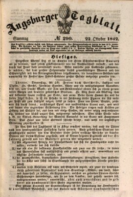 Augsburger Tagblatt Samstag 22. Oktober 1842