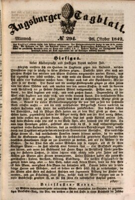 Augsburger Tagblatt Mittwoch 26. Oktober 1842