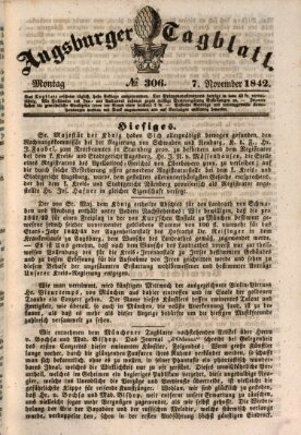 Augsburger Tagblatt Montag 7. November 1842