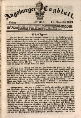 Augsburger Tagblatt Freitag 11. November 1842