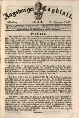 Augsburger Tagblatt Samstag 12. November 1842