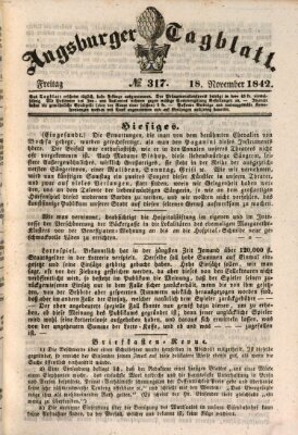 Augsburger Tagblatt Freitag 18. November 1842