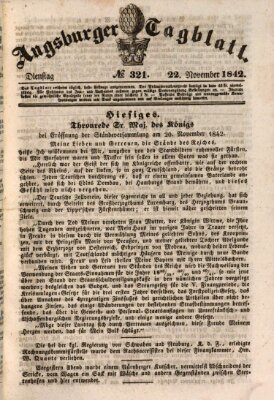 Augsburger Tagblatt Dienstag 22. November 1842