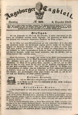 Augsburger Tagblatt Samstag 3. Dezember 1842