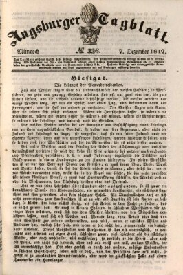 Augsburger Tagblatt Mittwoch 7. Dezember 1842