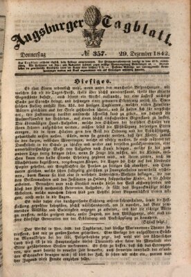 Augsburger Tagblatt Donnerstag 29. Dezember 1842