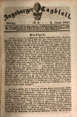 Augsburger Tagblatt Montag 2. Januar 1843