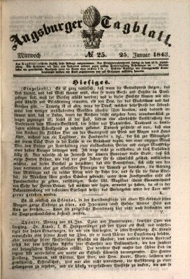 Augsburger Tagblatt Mittwoch 25. Januar 1843