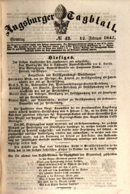 Augsburger Tagblatt Sonntag 12. Februar 1843