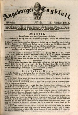 Augsburger Tagblatt Montag 13. Februar 1843