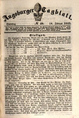 Augsburger Tagblatt Samstag 18. Februar 1843