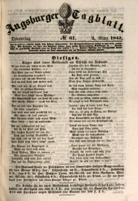 Augsburger Tagblatt Donnerstag 2. März 1843