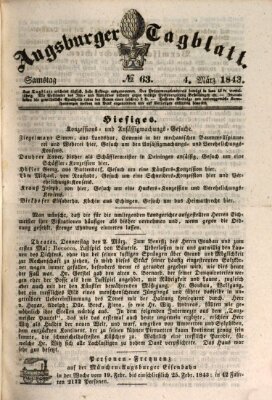 Augsburger Tagblatt Samstag 4. März 1843