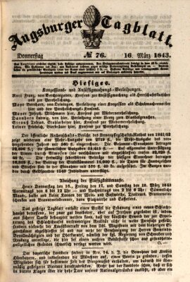 Augsburger Tagblatt Donnerstag 16. März 1843