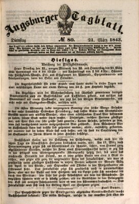 Augsburger Tagblatt Dienstag 21. März 1843