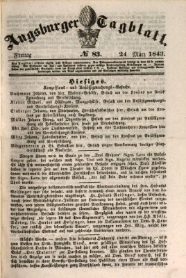 Augsburger Tagblatt Freitag 24. März 1843