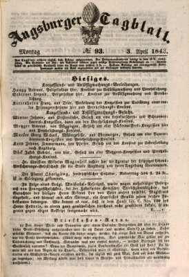 Augsburger Tagblatt Montag 3. April 1843