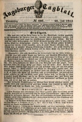 Augsburger Tagblatt Donnerstag 20. Juli 1843