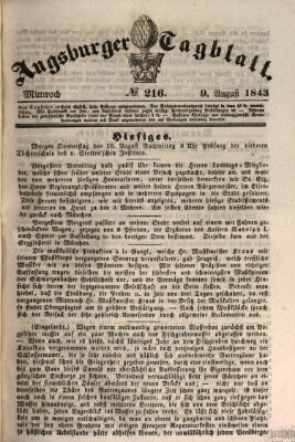 Augsburger Tagblatt Mittwoch 9. August 1843